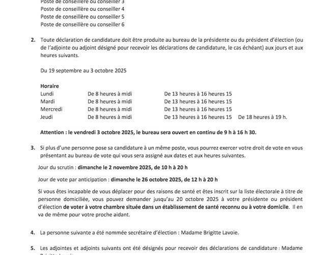 AVIS PUBLIC D'ÉLECTION